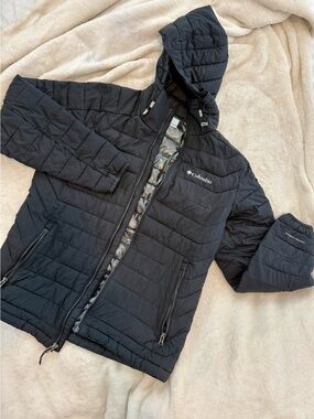 Columbia Kids Black Quilted Hooded Puffer Jacket